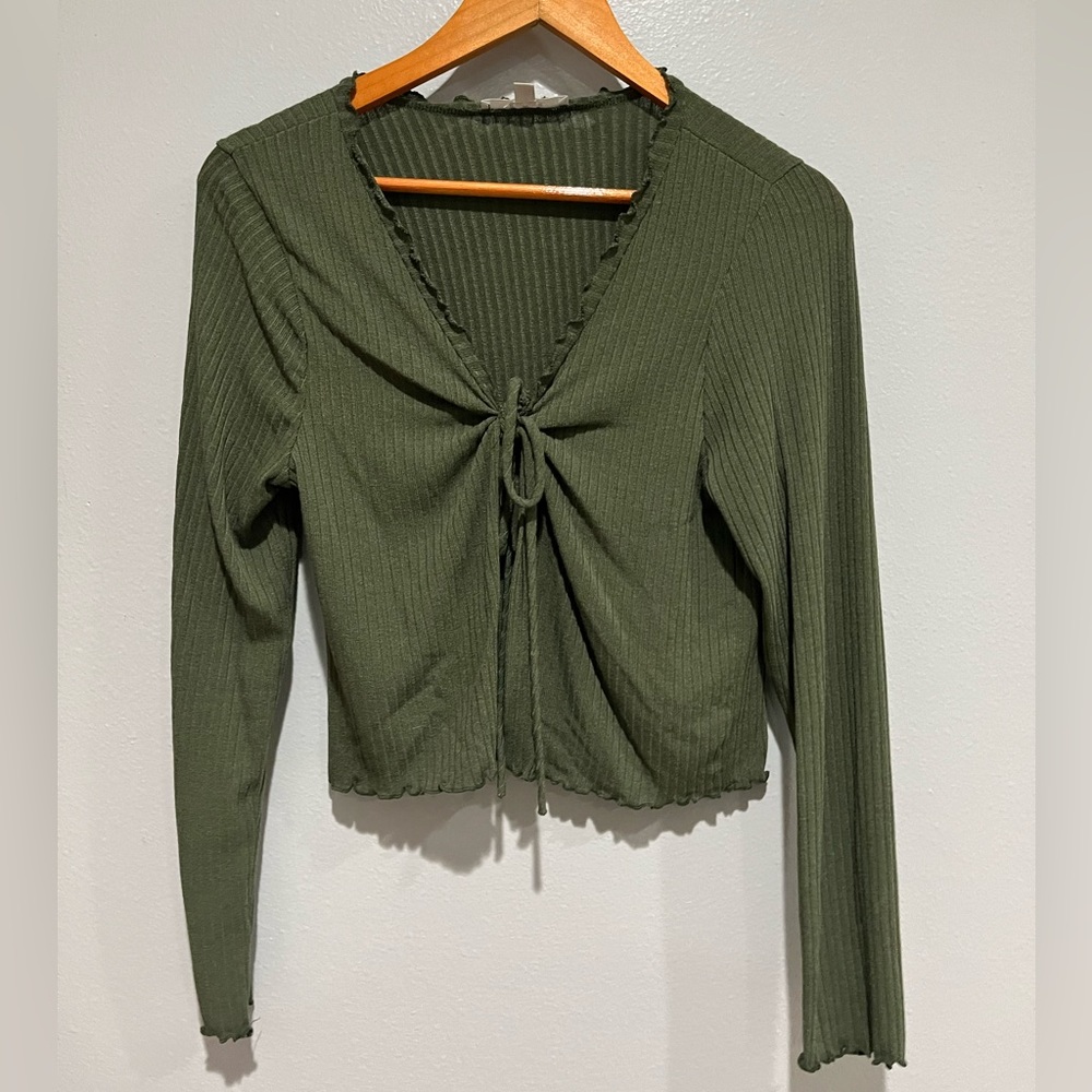 Tie front crop sweater